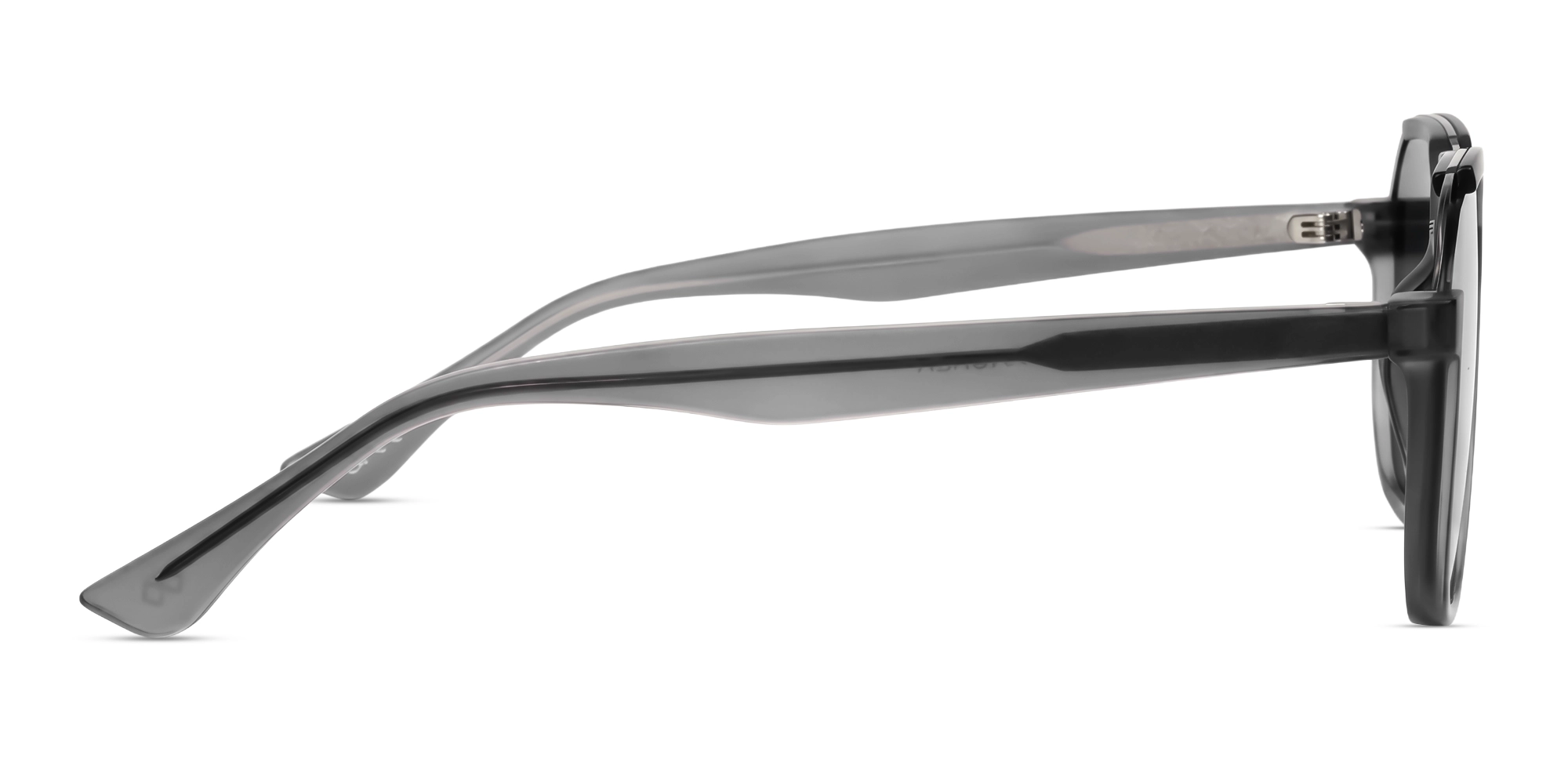 Translucent Grey Pilot Frame With Green Tint Sunglasses-4