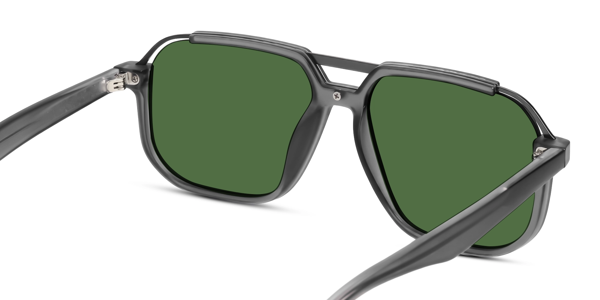 Translucent Grey Pilot Frame With Green Tint Sunglasses-5