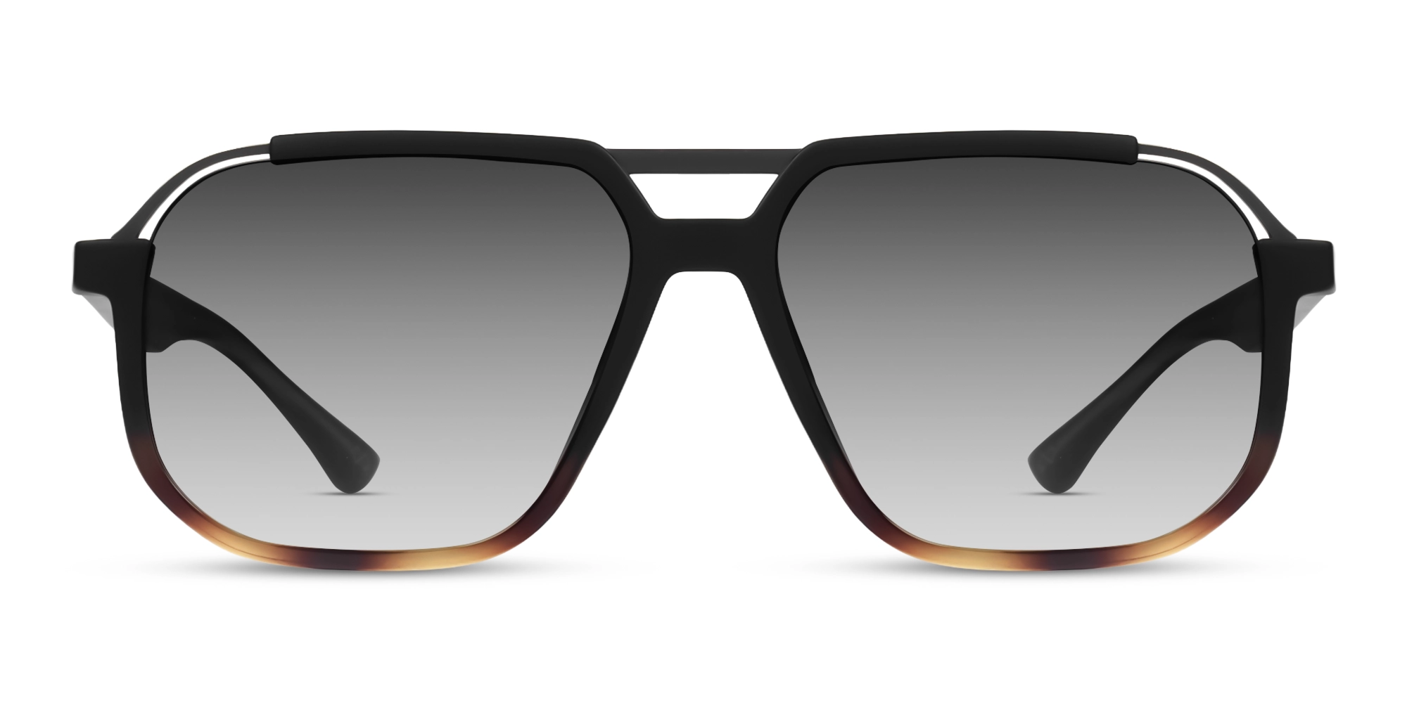 Black & Tortoise Pilot Frame With Grey Tint Sunglasses-1