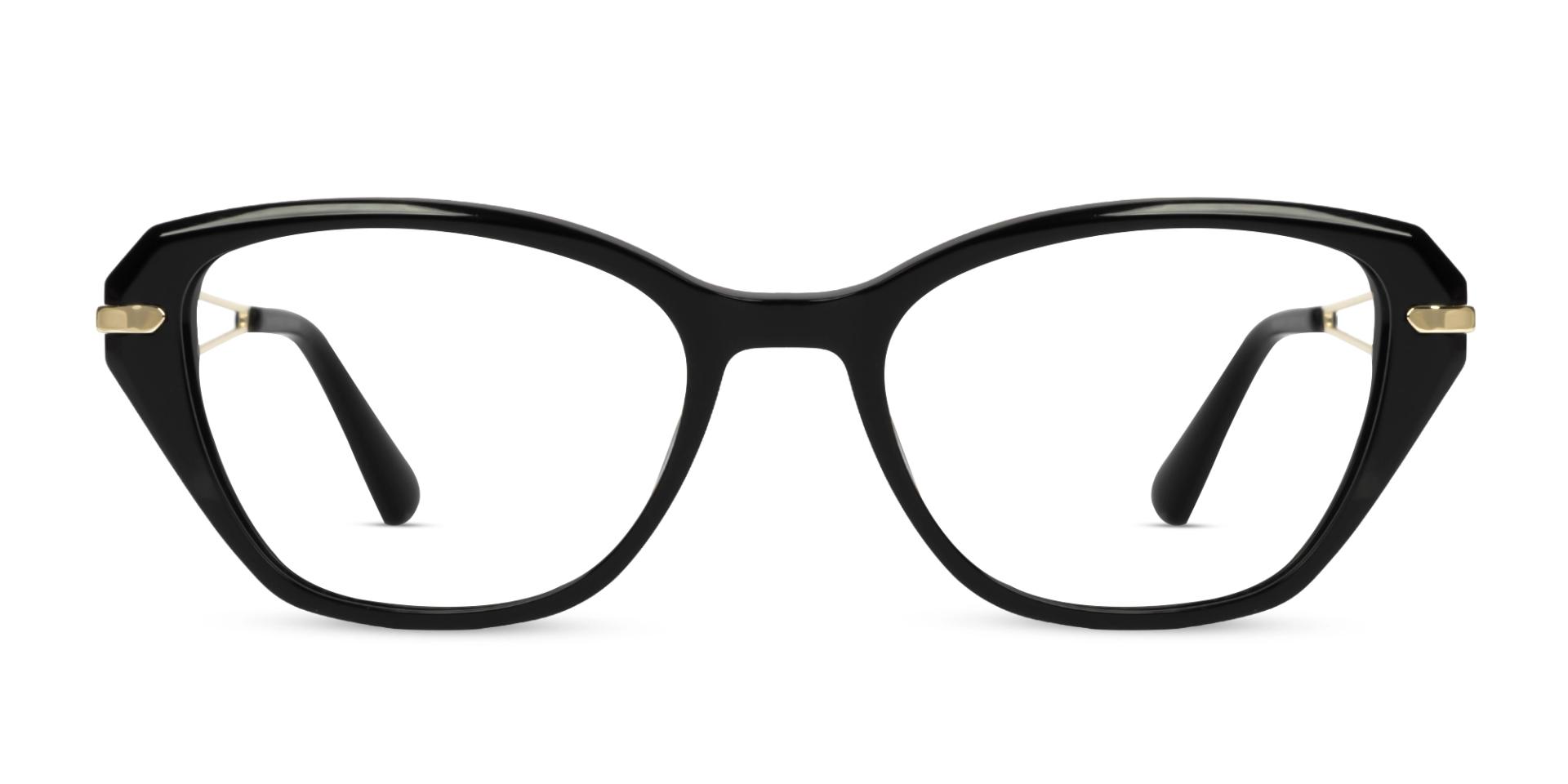 Black & Champagne Gold Cat-Eye Full-Rim Frames