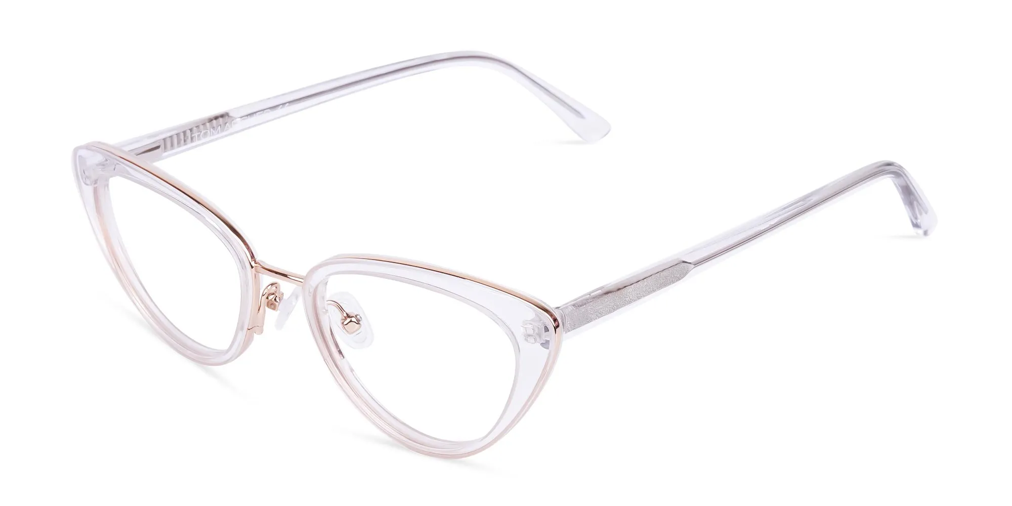 Crystal Clear Gold Cat Eye Glasses-3