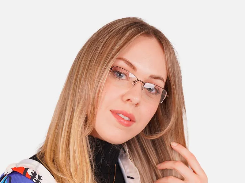 Brown Half Rim Glasses-53