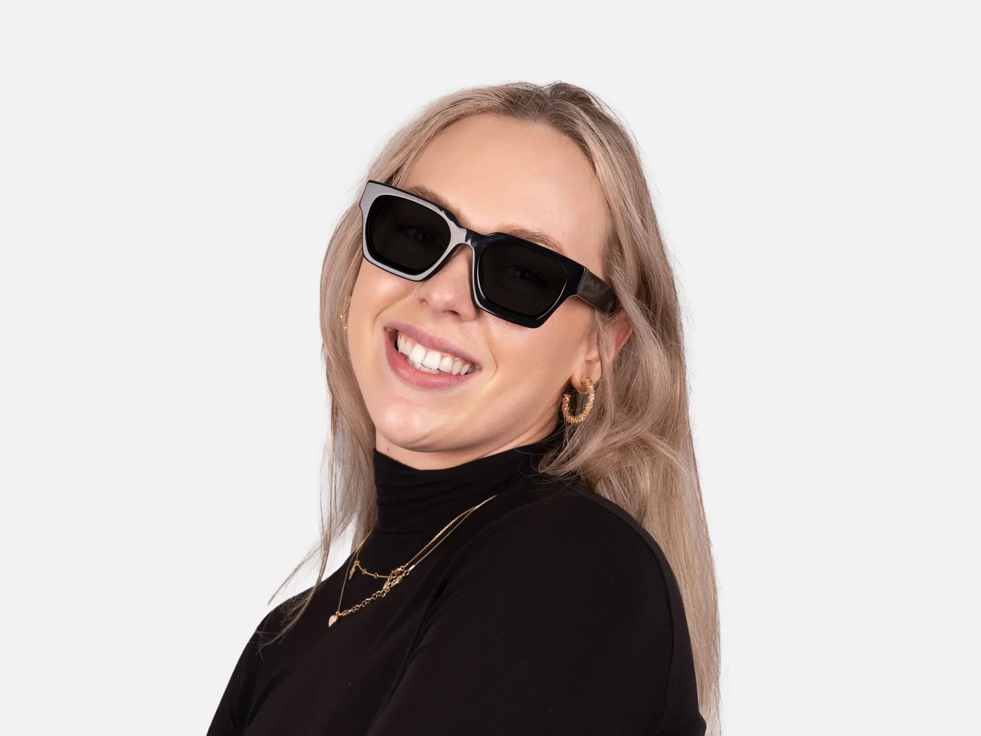Dark Grey Solid Square Sunglasses-11
