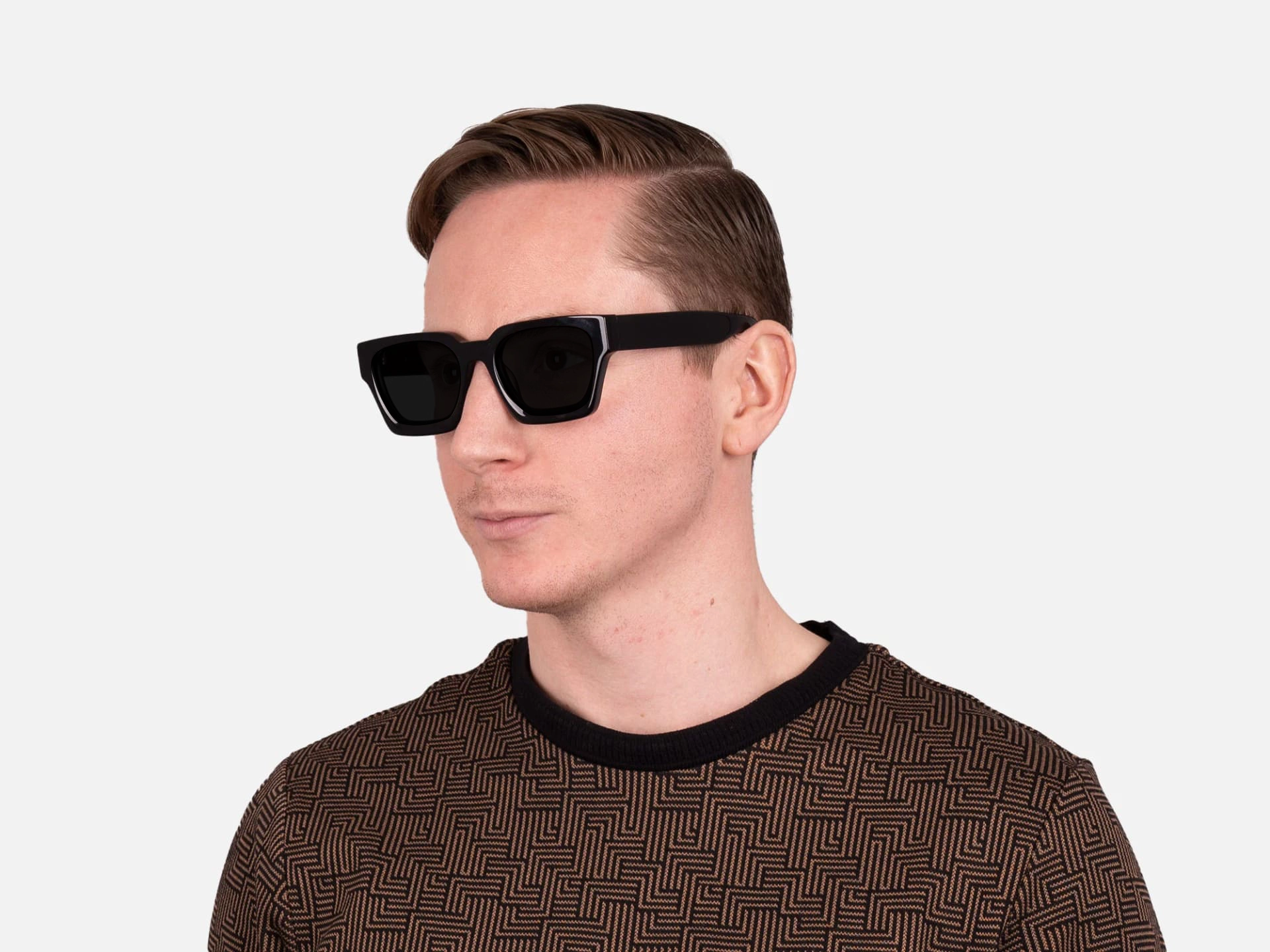 Dark Grey Solid Square Sunglasses-1