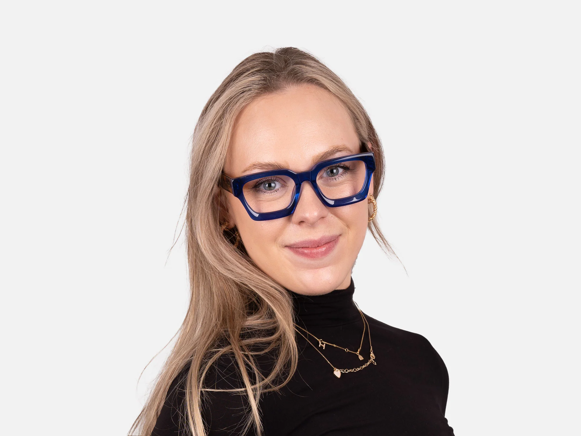 Blue Square Frame Glasses-54
