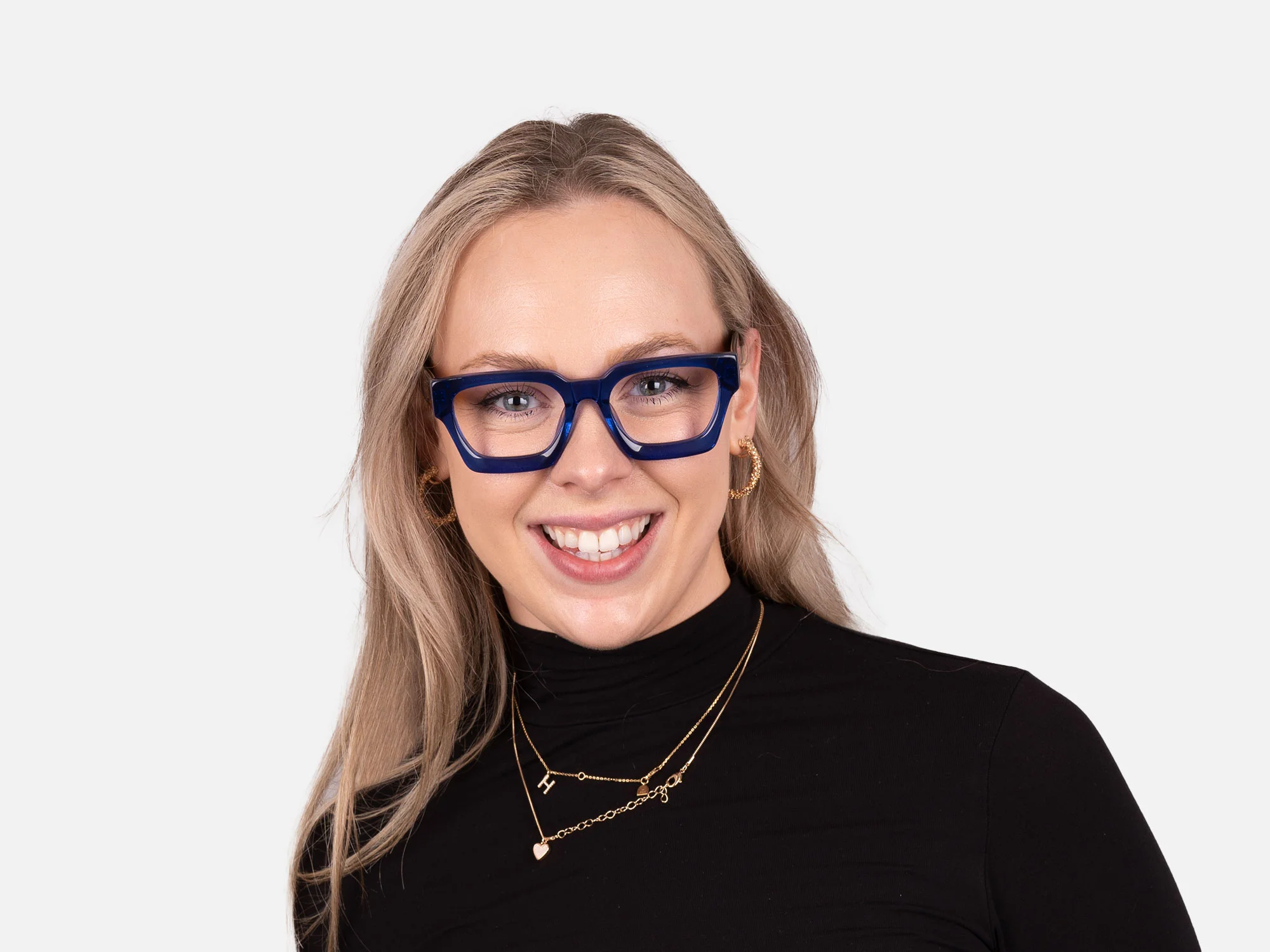 Blue Square Frame Glasses-51