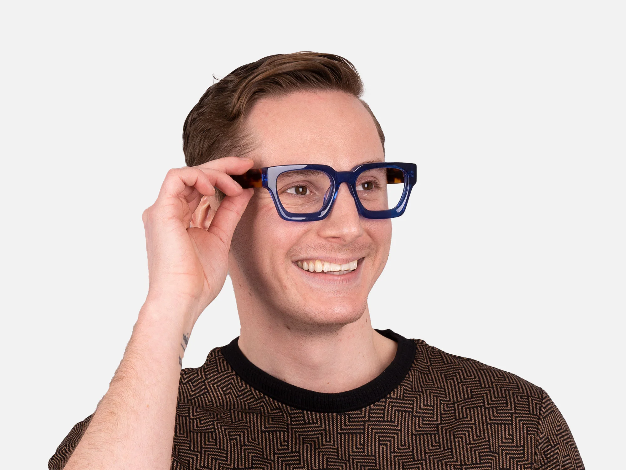 Blue Square Frame Glasses-44