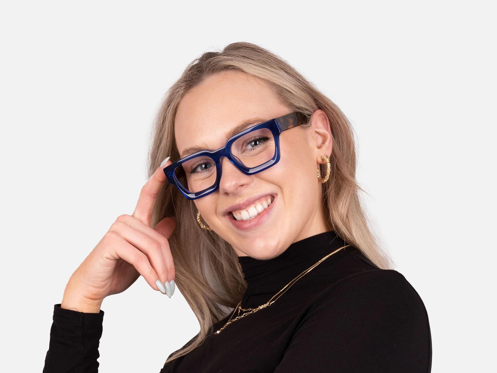 Blue Square Frame Glasses-52