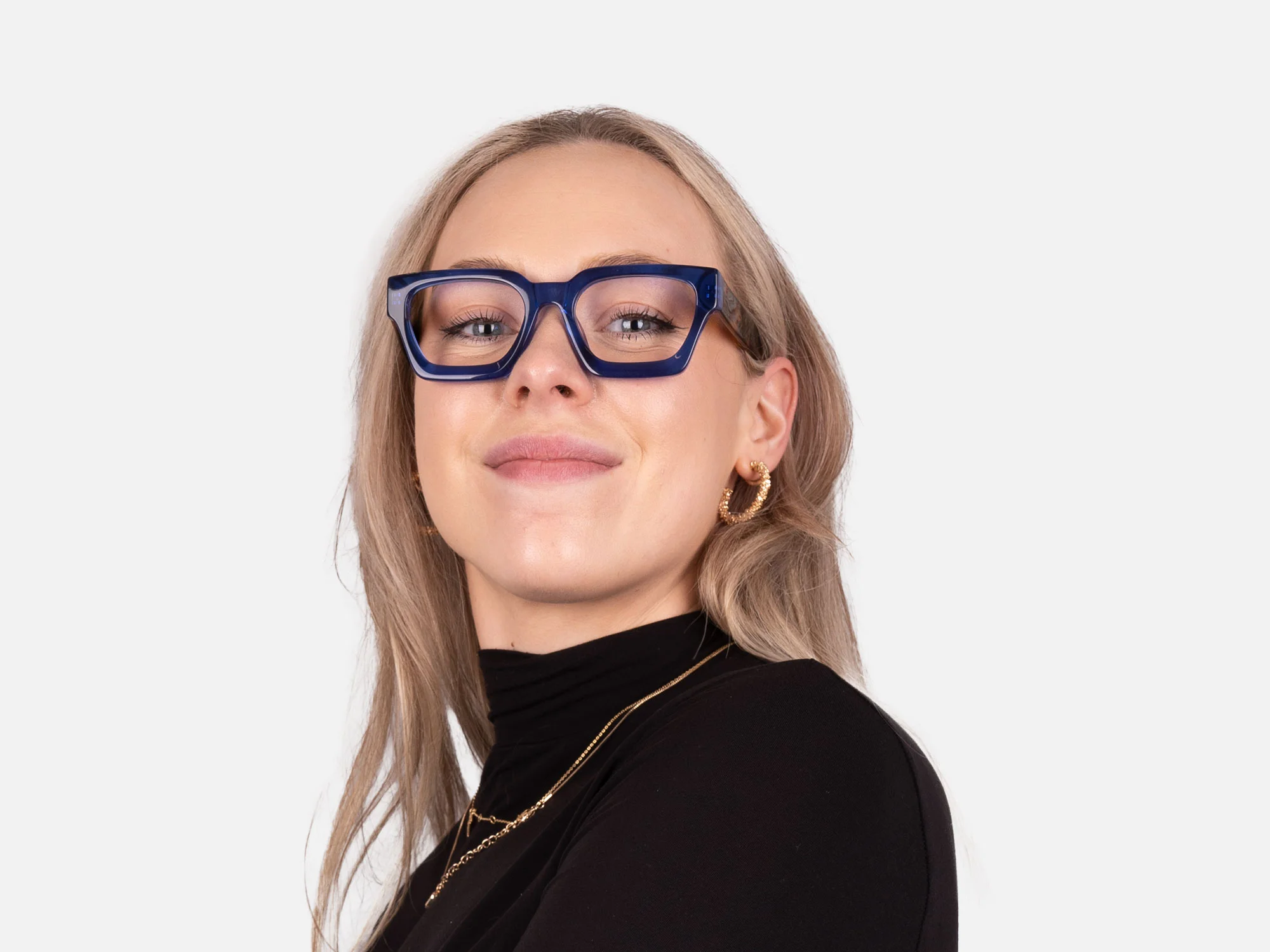 Blue Square Frame Glasses-55
