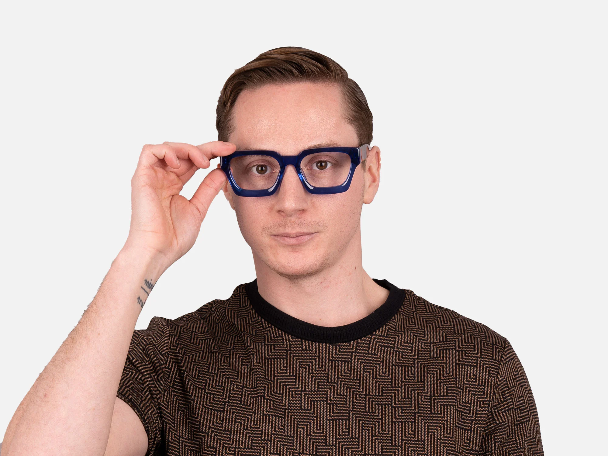 Blue Square Frame Glasses-43