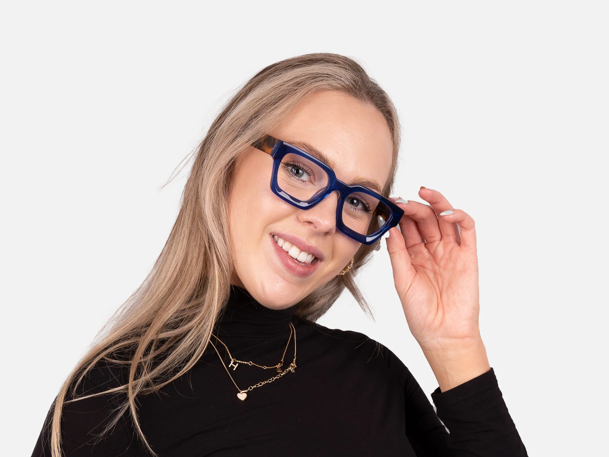 Blue Square Frame Glasses-53