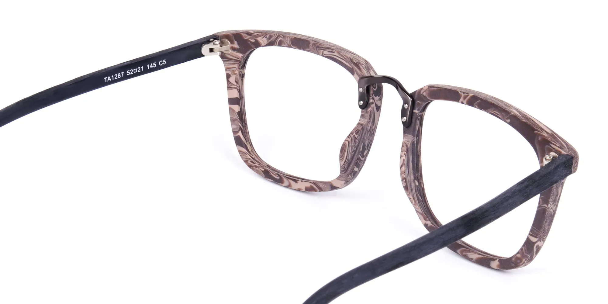 Wooden Texture Walnut Brown Rim Glasses-5