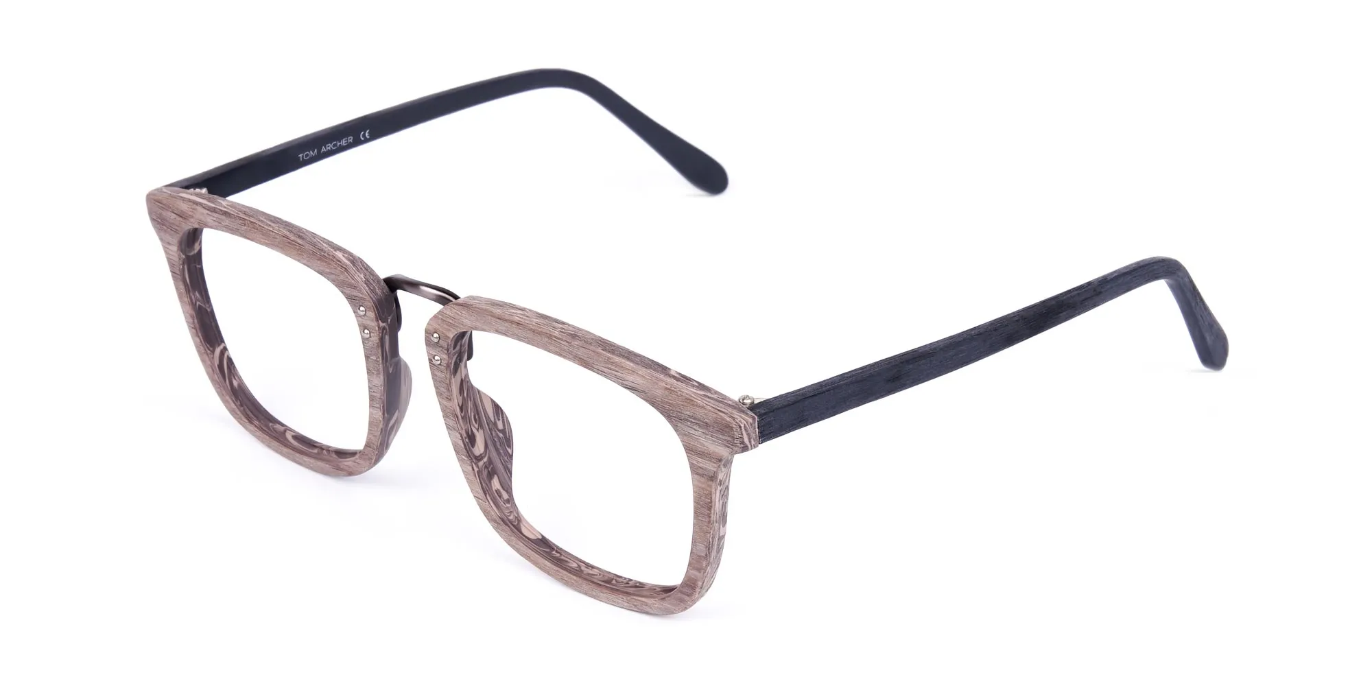 Wooden Texture Walnut Brown Rim Glasses-3