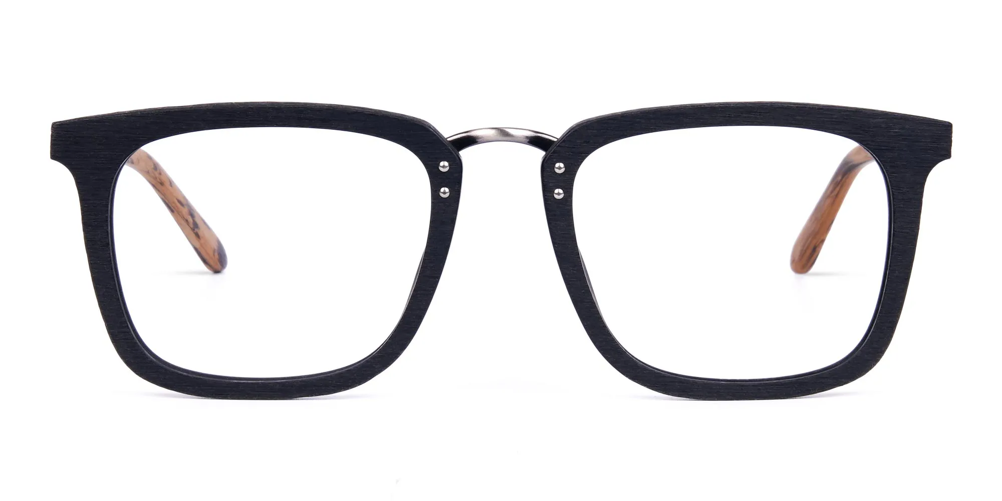 Black and Brown Full Rim Wooden Glasses-1