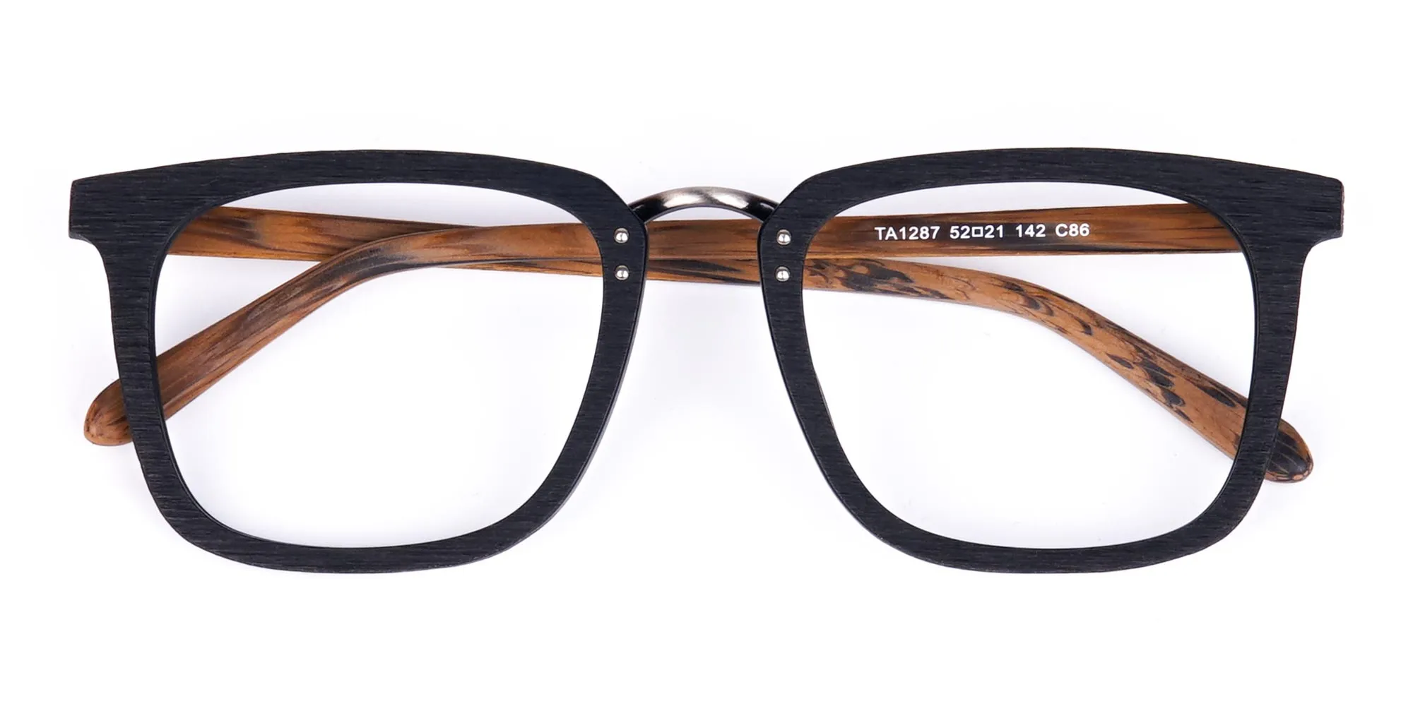Black and Brown Full Rim Wooden Glasses-6
