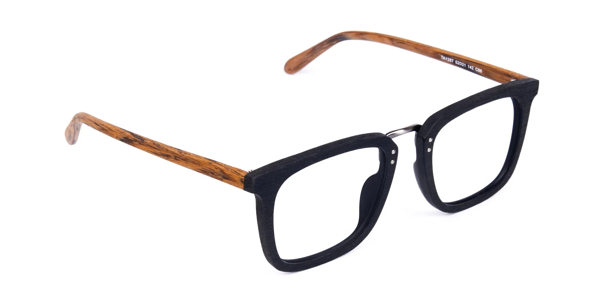 Black and Brown Full Rim Wooden Glasses-2