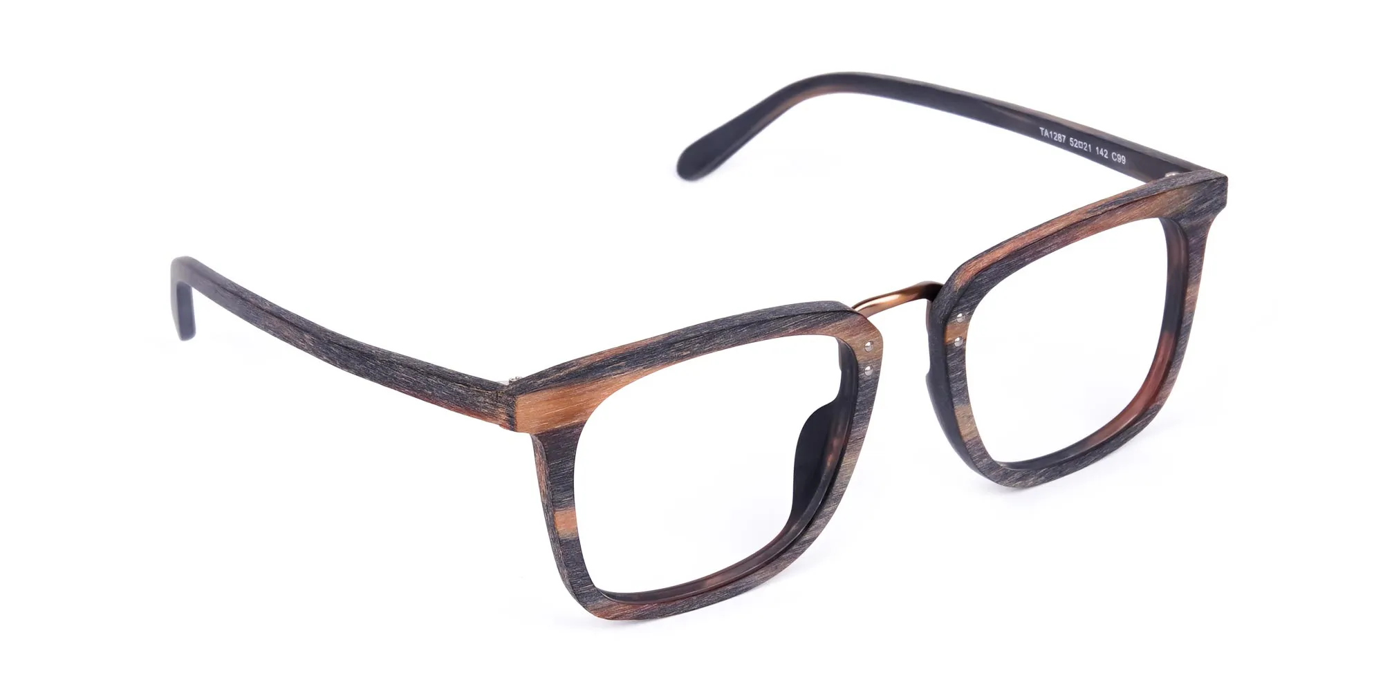 Wooden Texture Tortoise Full Rim Glasses-2