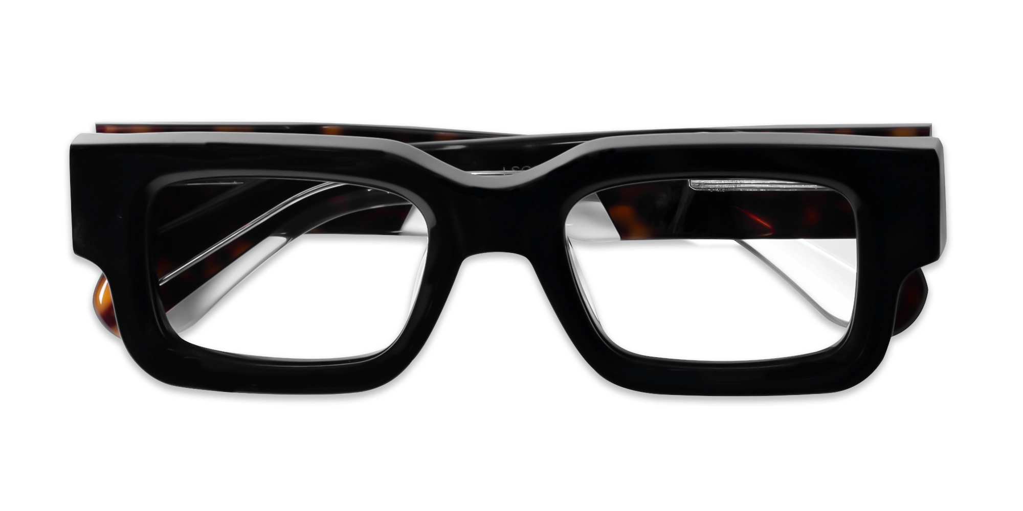 Black & Tortoise Acetate Rectangle Glasses-6