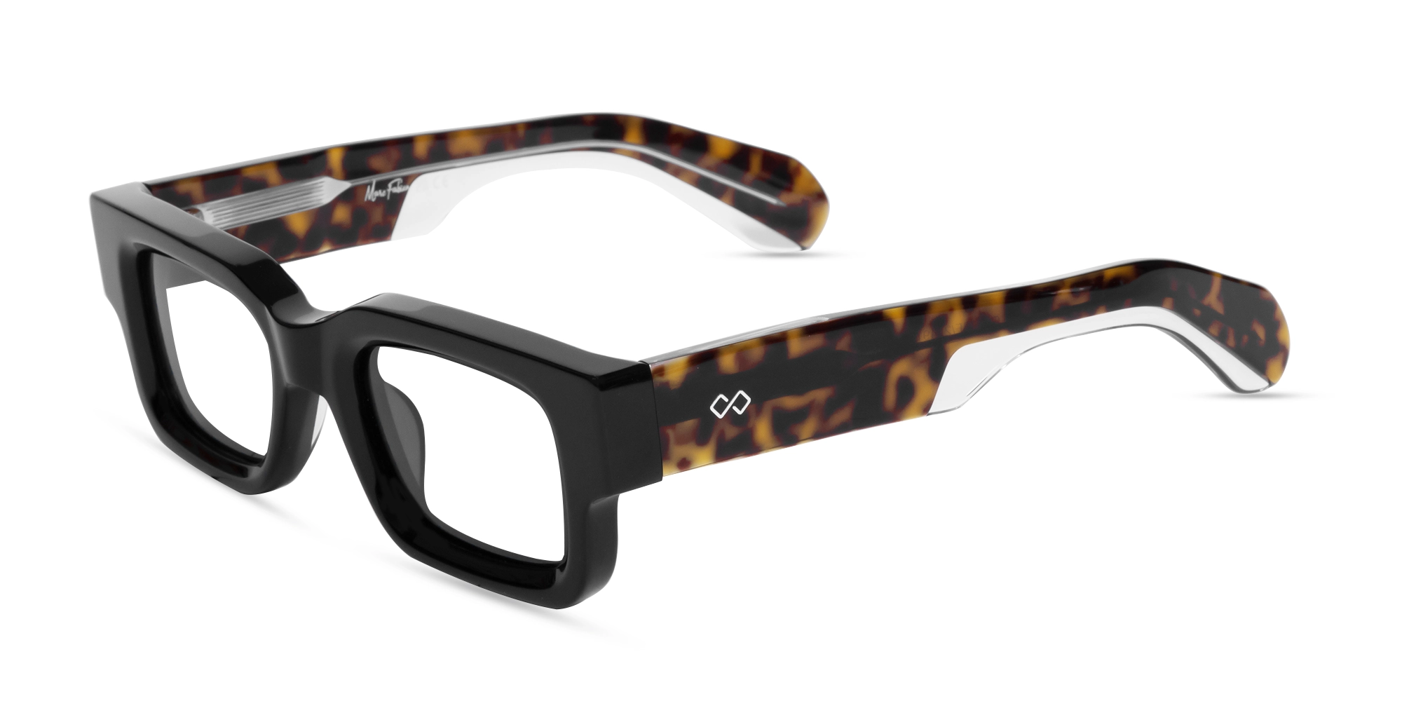 Black & Tortoise Acetate Rectangle Glasses-3