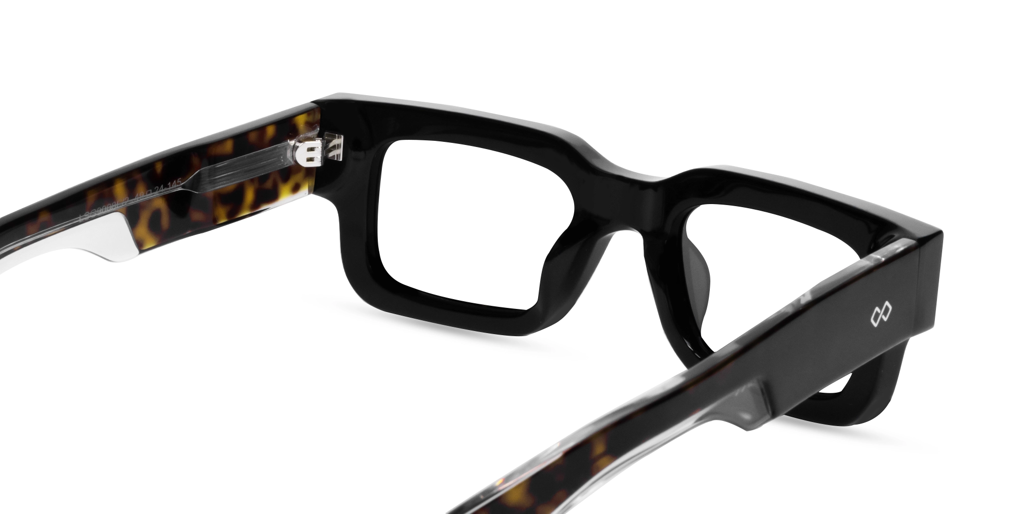 Black & Tortoise Acetate Rectangle Glasses-5