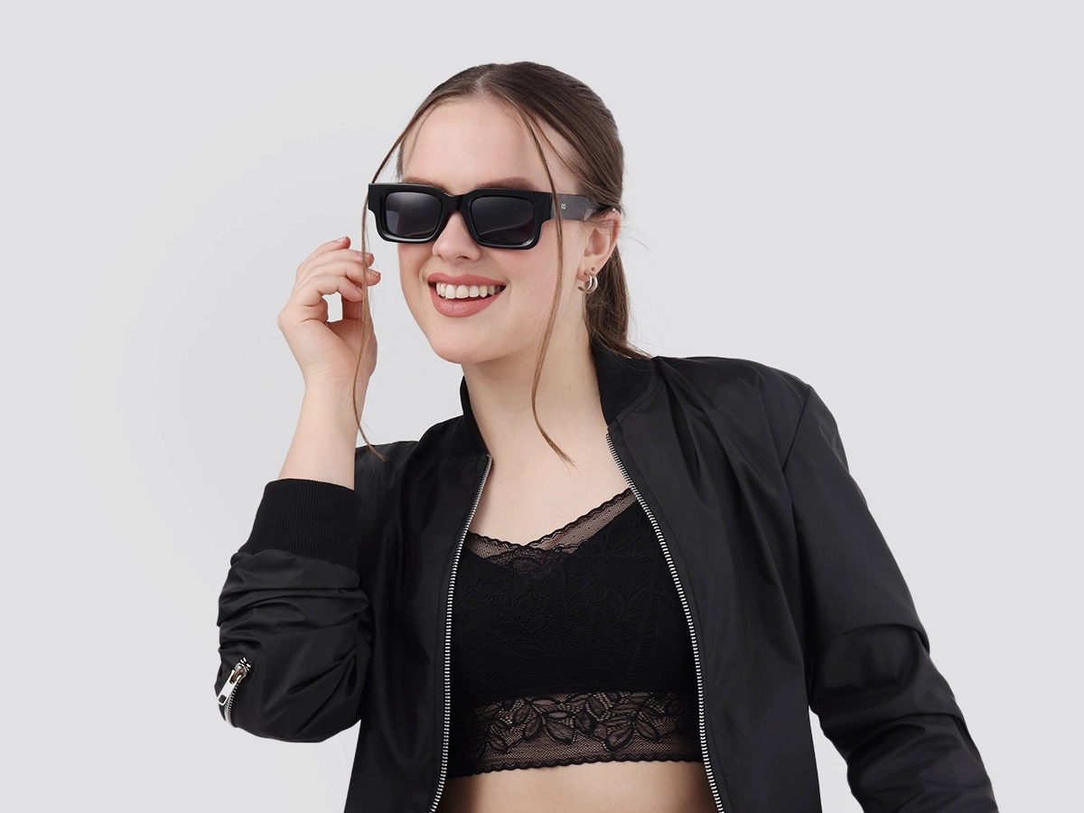 Trendy Black Rectangle Full Rim Sunglasses-53