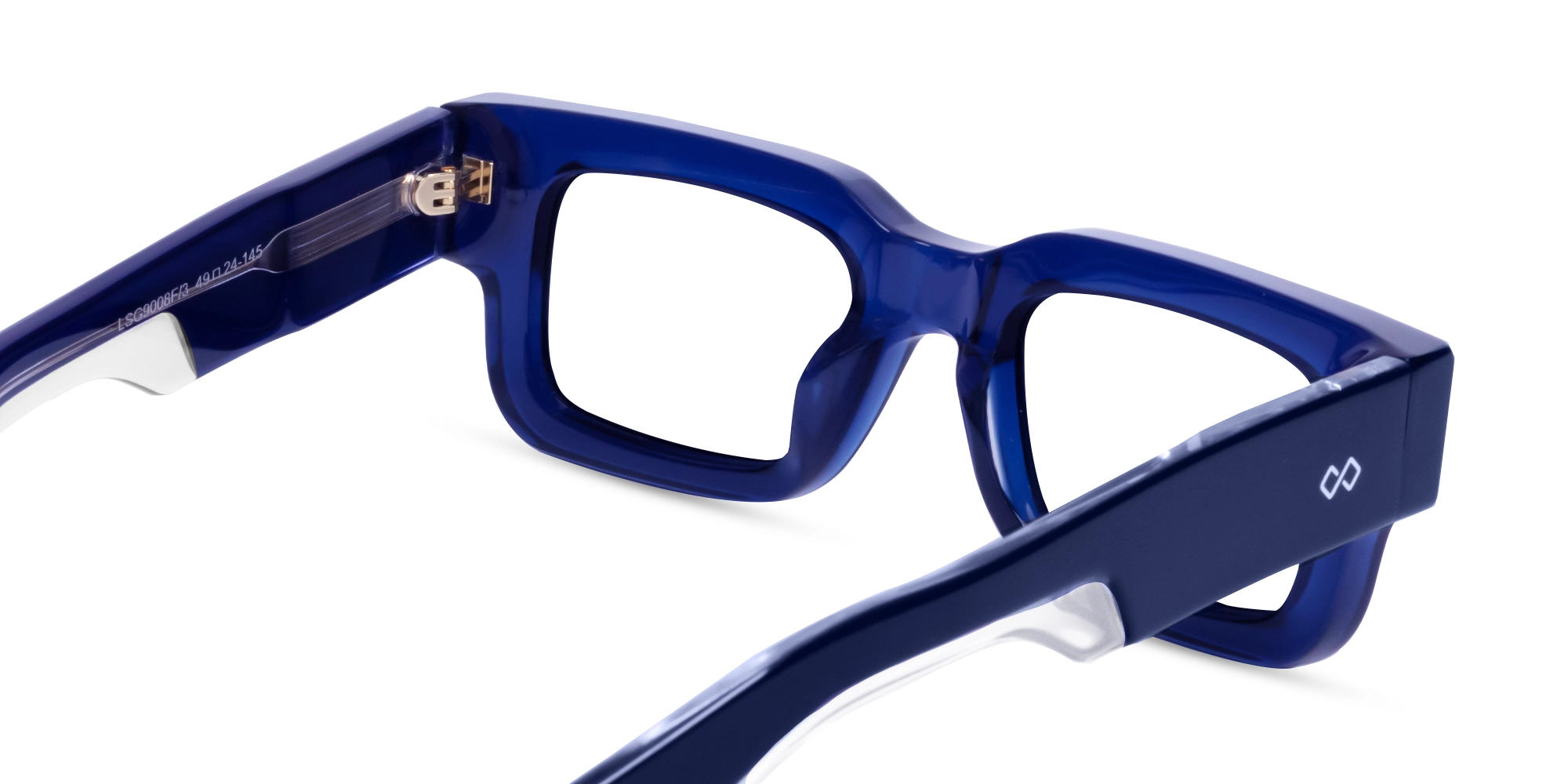 Crystal Blue Acetate Rectangle Glasses-5