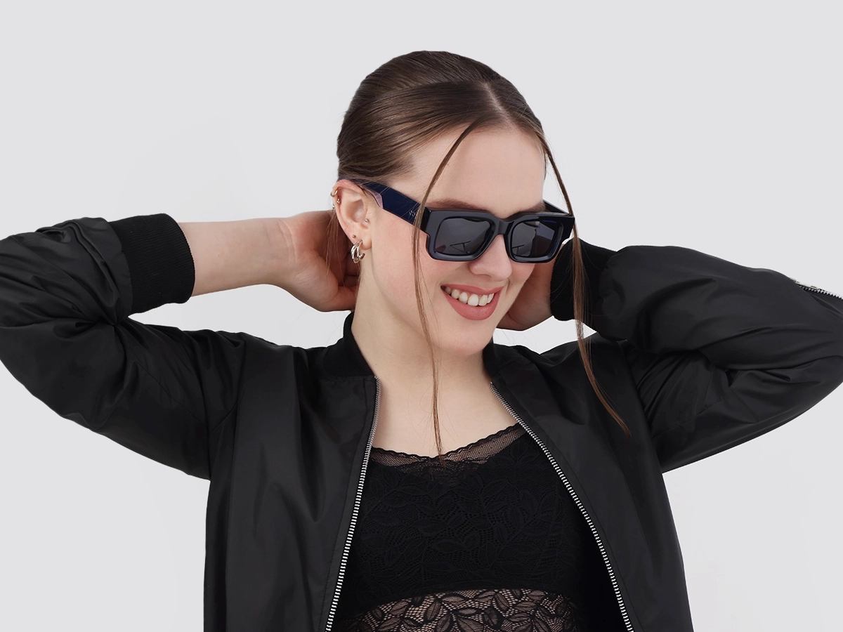 Thick Crystal Blue Rectangle Sunglasses-53