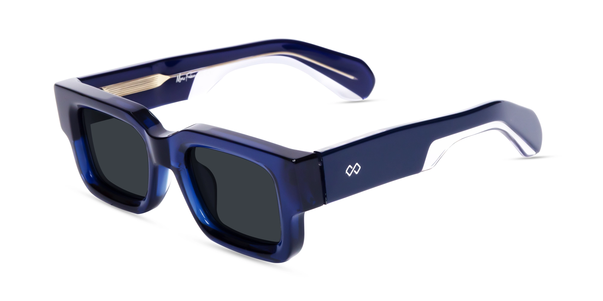 Thick Crystal Blue Rectangle Sunglasses-3
