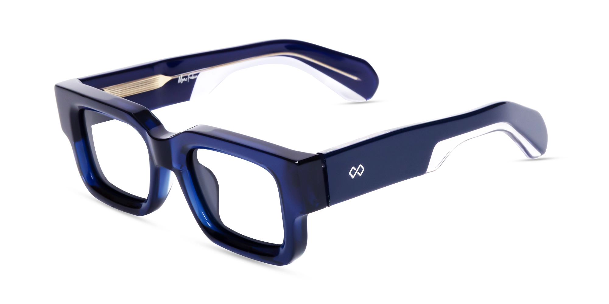 Crystal Blue Acetate Rectangle Glasses-3