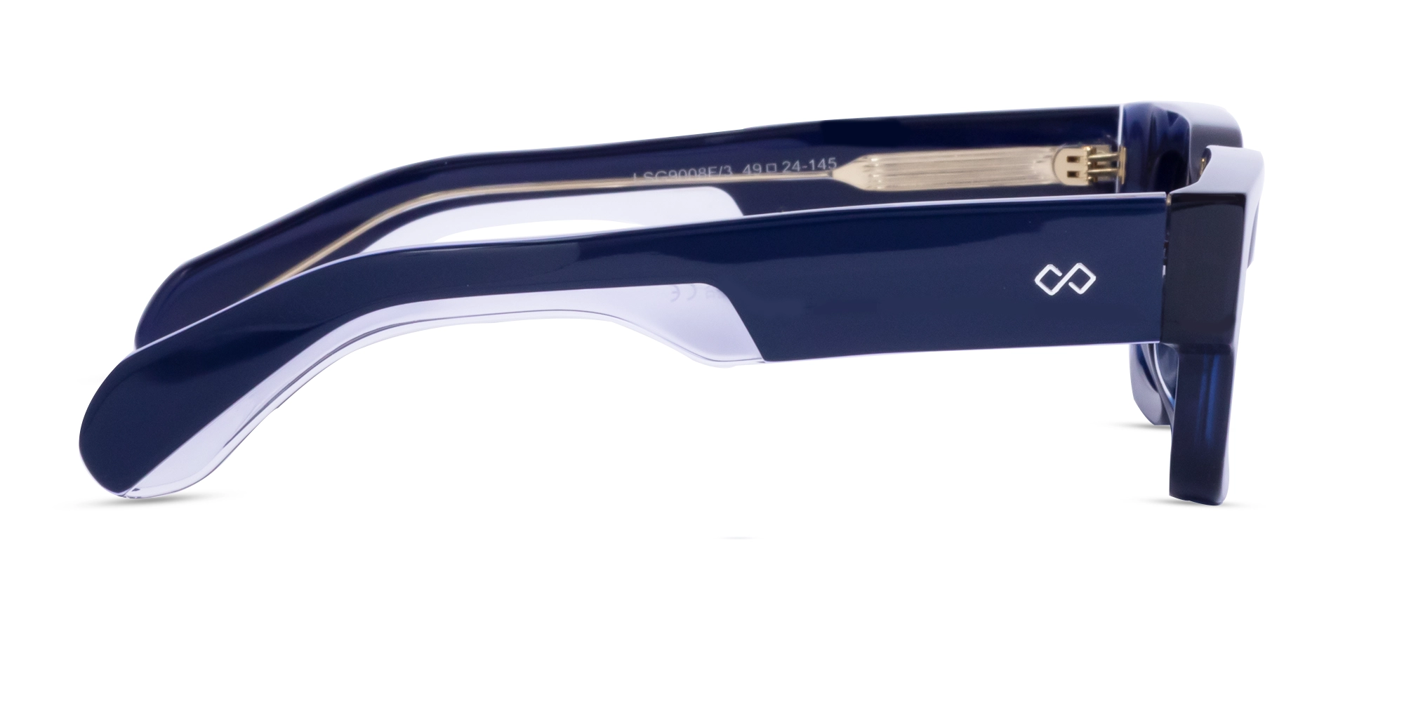 Crystal Blue Acetate Rectangle Glasses-4