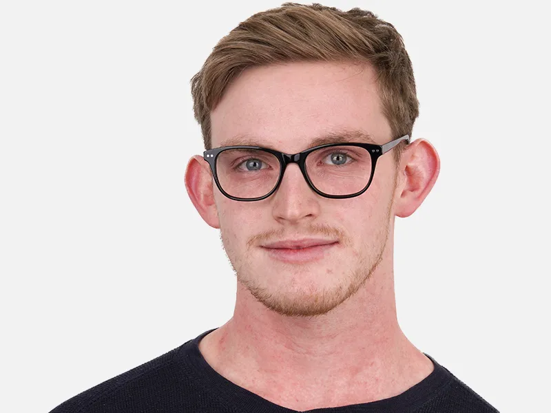 180 image-Black Acetate Rectangular Eyeglasses Unisex-4