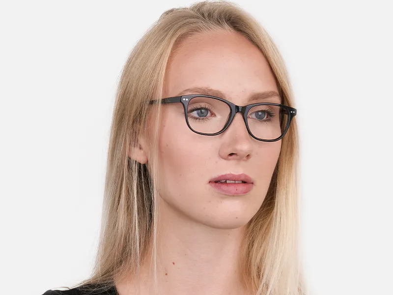 180 image-Black Acetate Rectangular Eyeglasses Unisex-12