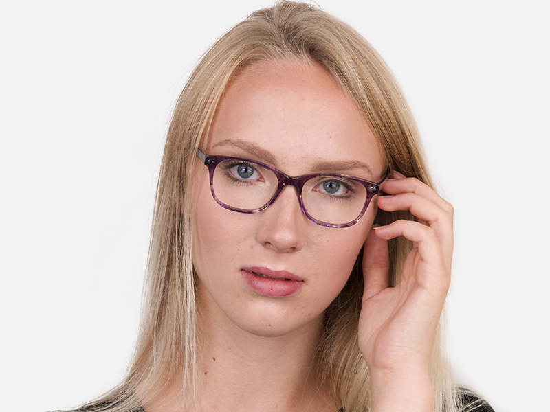 Violet Purple Marble Acetate Rectangle Glasses-3