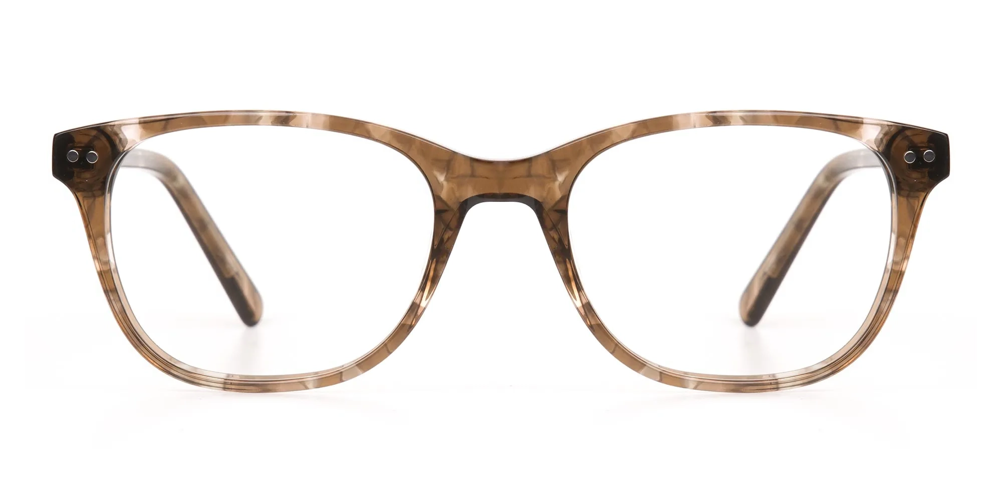 Beige Tortoise Acetate Rectangle Glasses Unisex-3