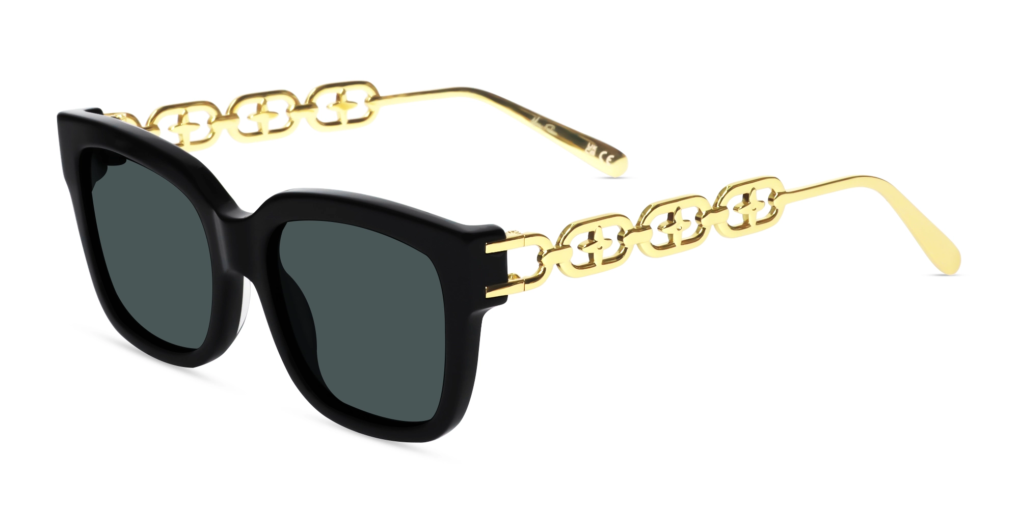 Gold Frame With Dark Grey Tint Sunglasses-3