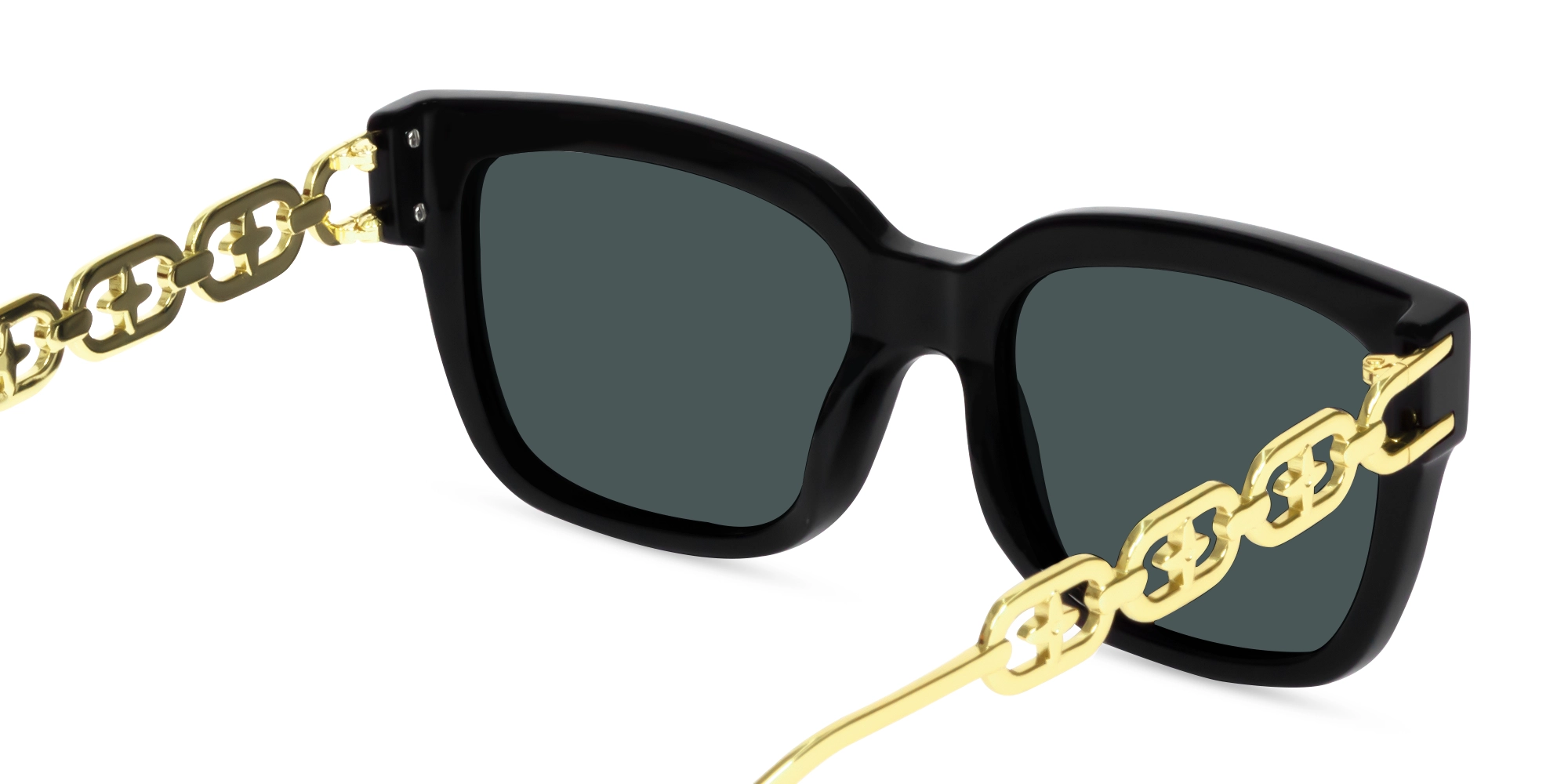 Gold Frame With Dark Grey Tint Sunglasses-5