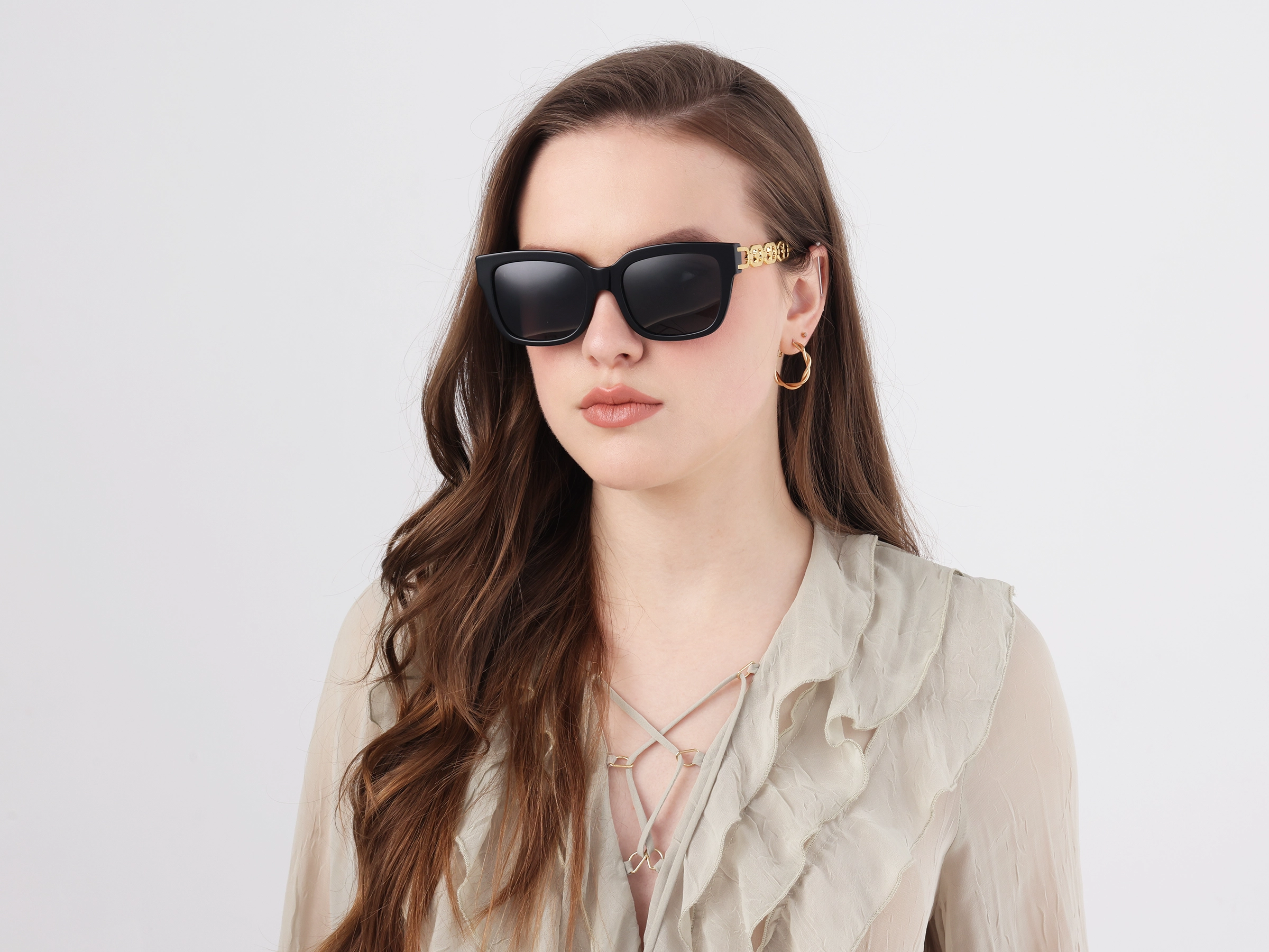 Gold Frame With Dark Grey Tint Sunglasses-51