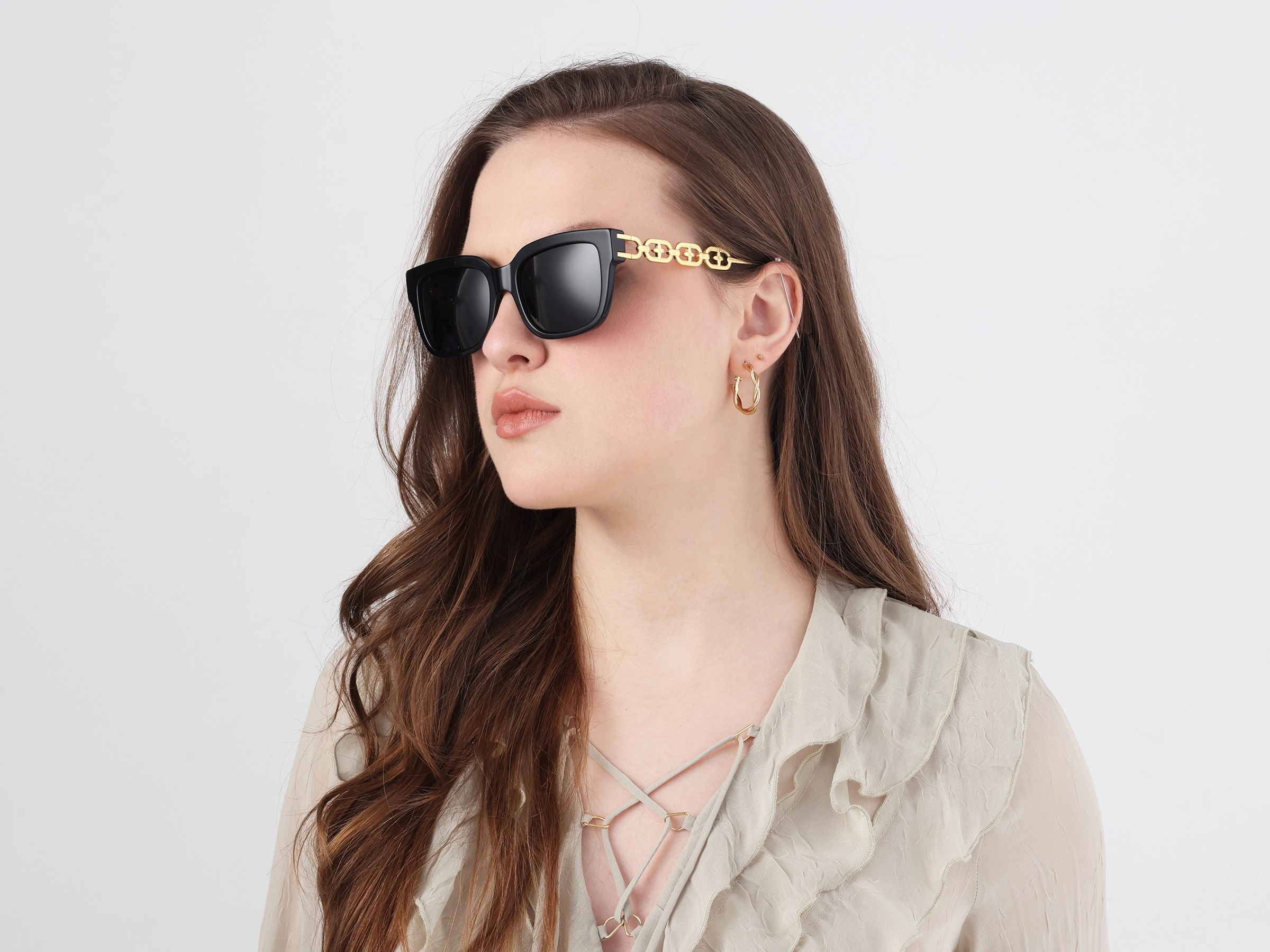 Gold Frame With Dark Grey Tint Sunglasses-52