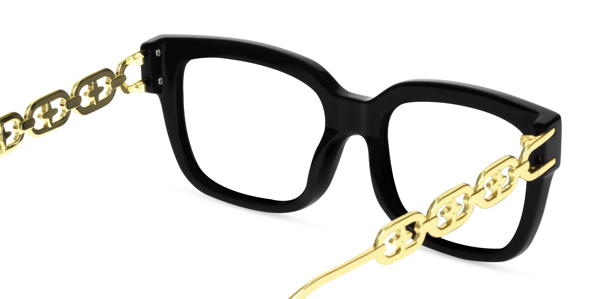 Black & Gold Square Full-Rim Glasses