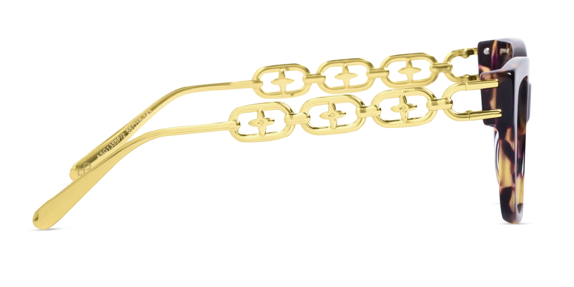 Gold Square Frame With Solid Brown Tinted Sunglasses-4