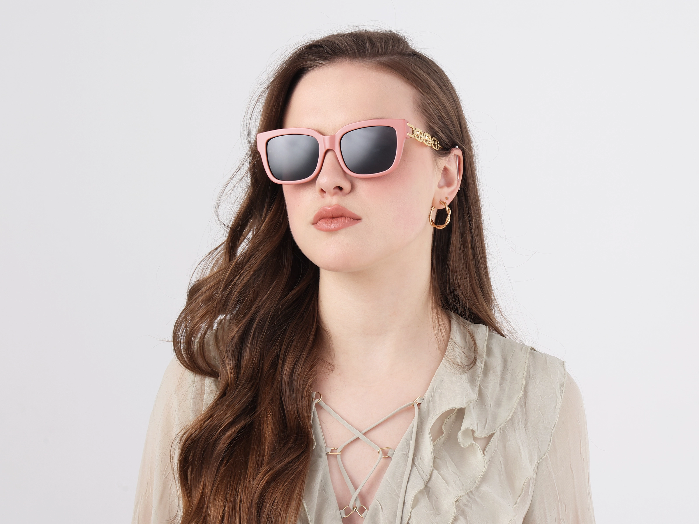 Pink Frame With Dark Grey Tint Sunglasses-51