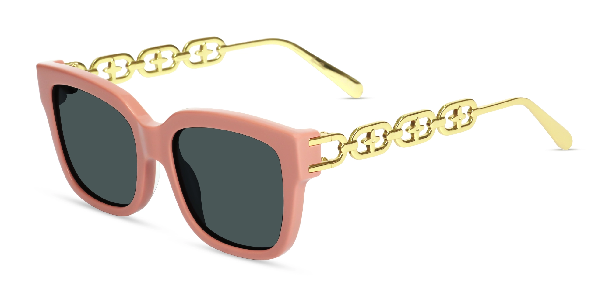 Pink Frame With Dark Grey Tint Sunglasses-3 Pink Frame With Dark Grey Tint Sunglasses-3