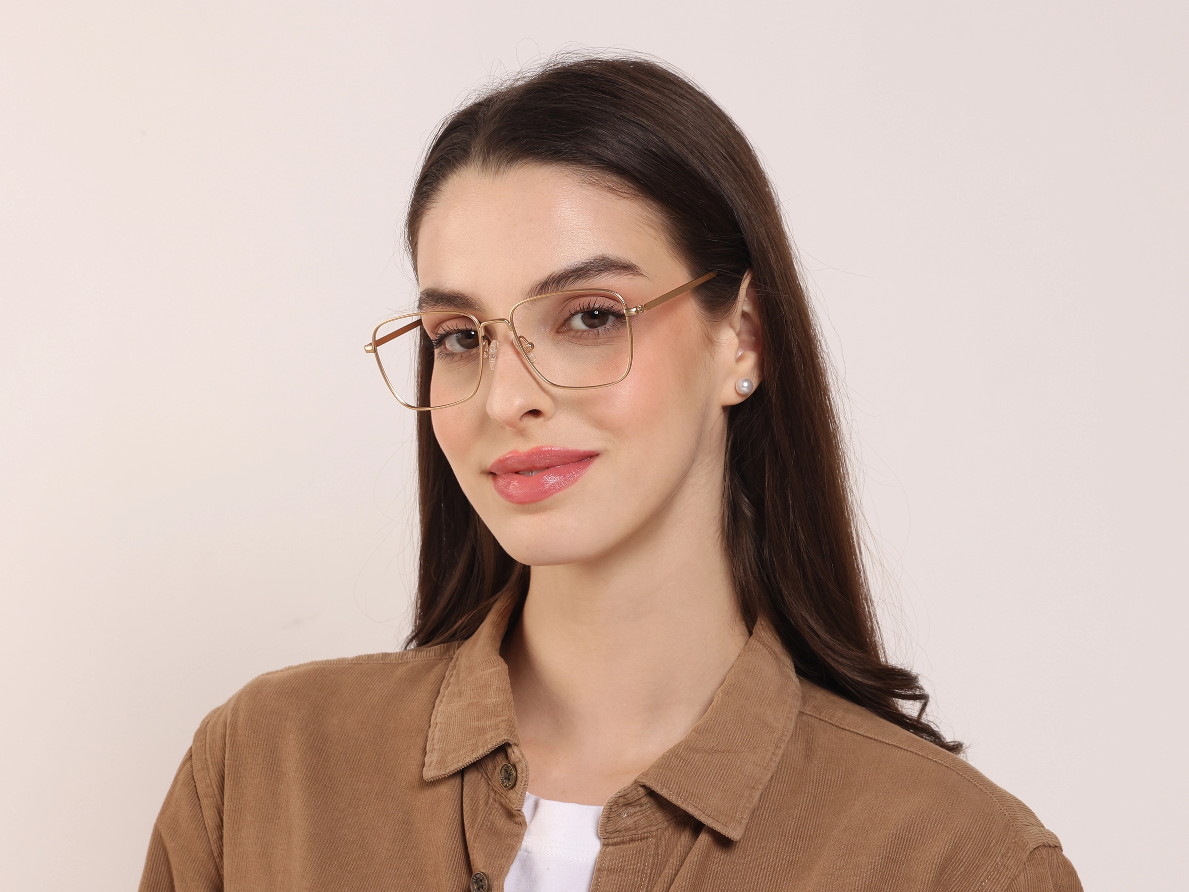 Retro Glasses Frame in Gold Metal with Tortoise Temple Tips, Eyeglasses -2