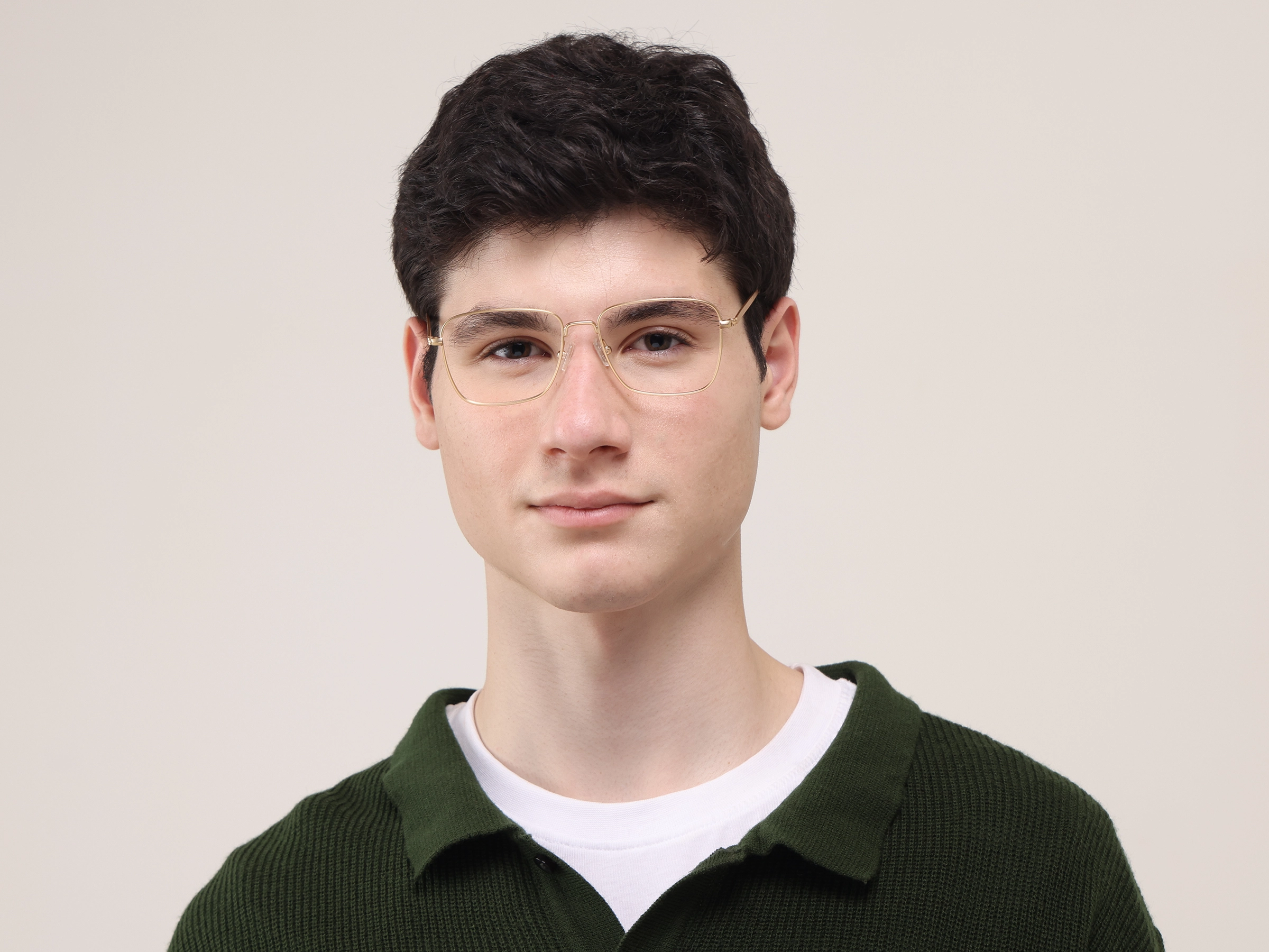 Retro Glasses Frame in Gold Metal with Tortoise Temple Tips, Eyeglasses -2