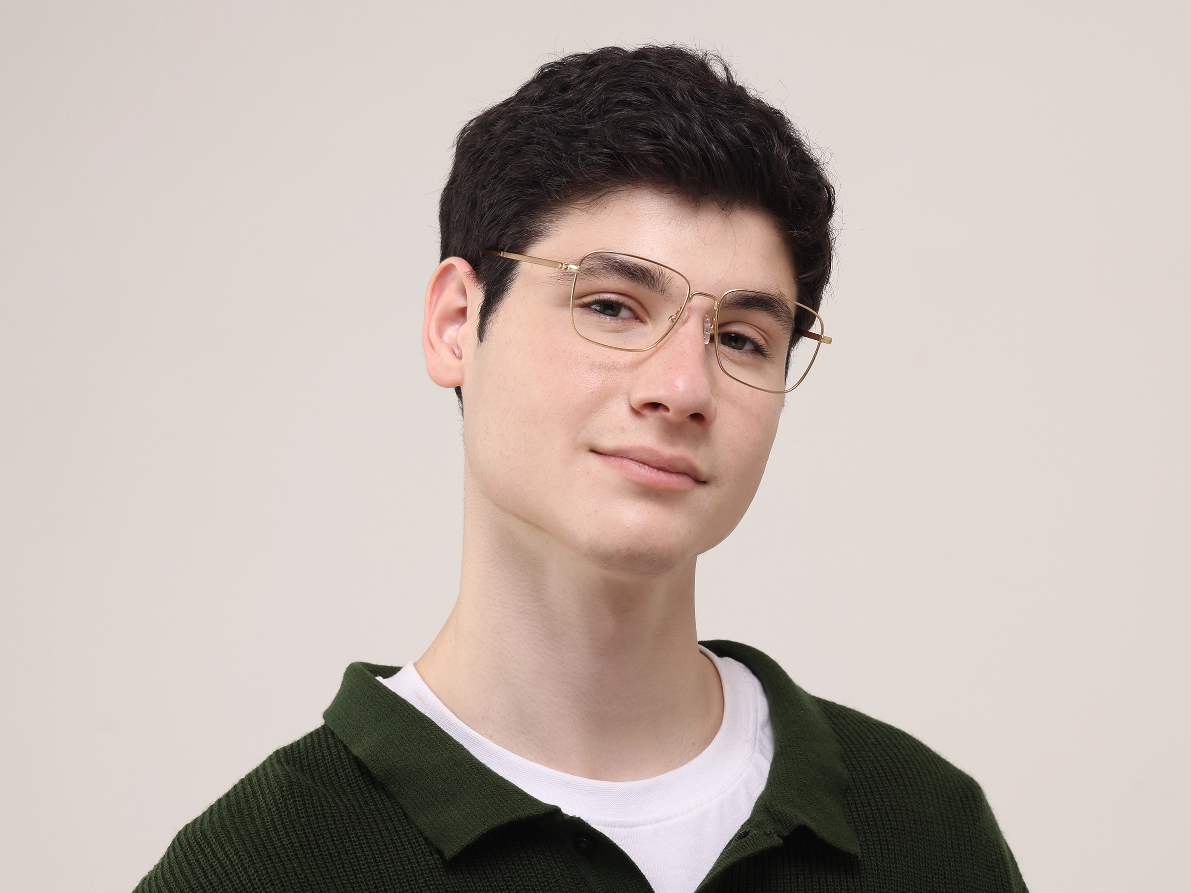 Retro Glasses Frame in Gold Metal with Tortoise Temple Tips, Eyeglasses -2