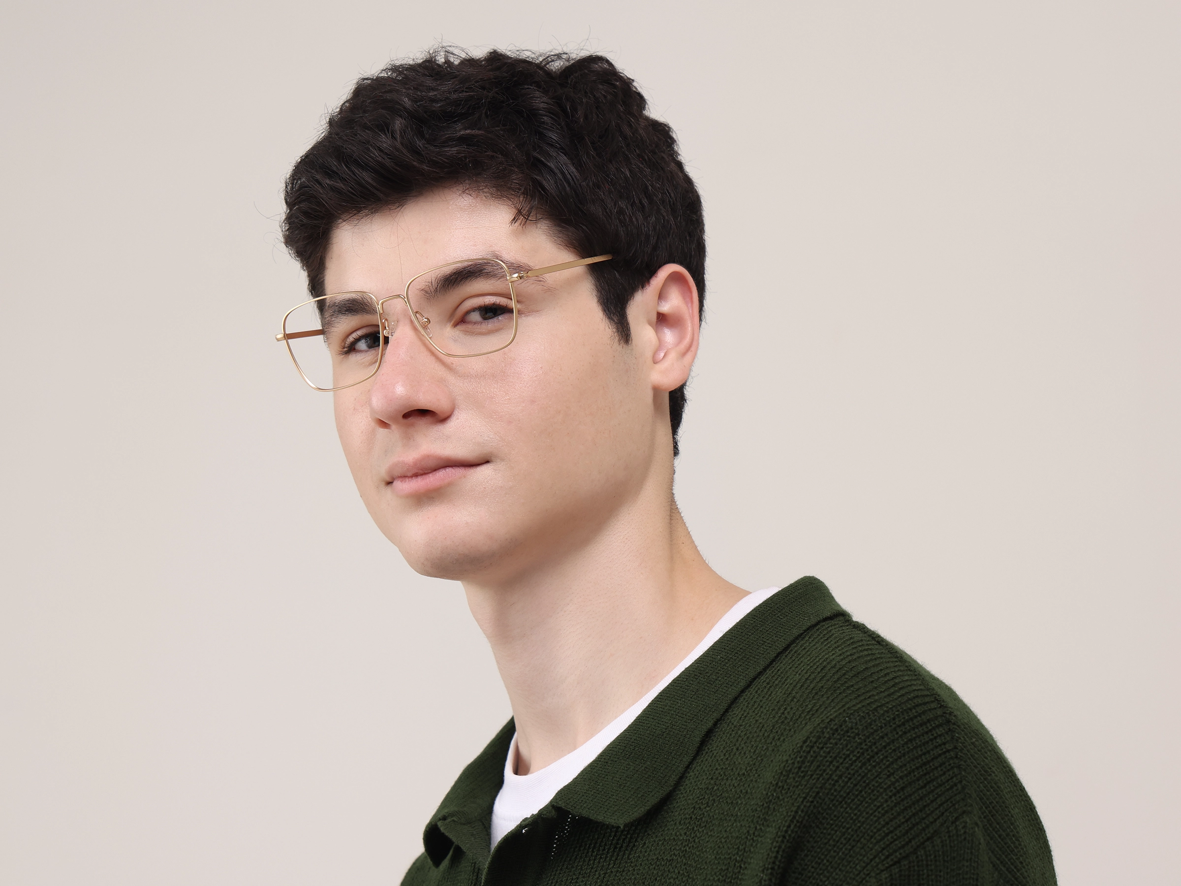 Retro Glasses Frame in Gold Metal with Tortoise Temple Tips, Eyeglasses -2