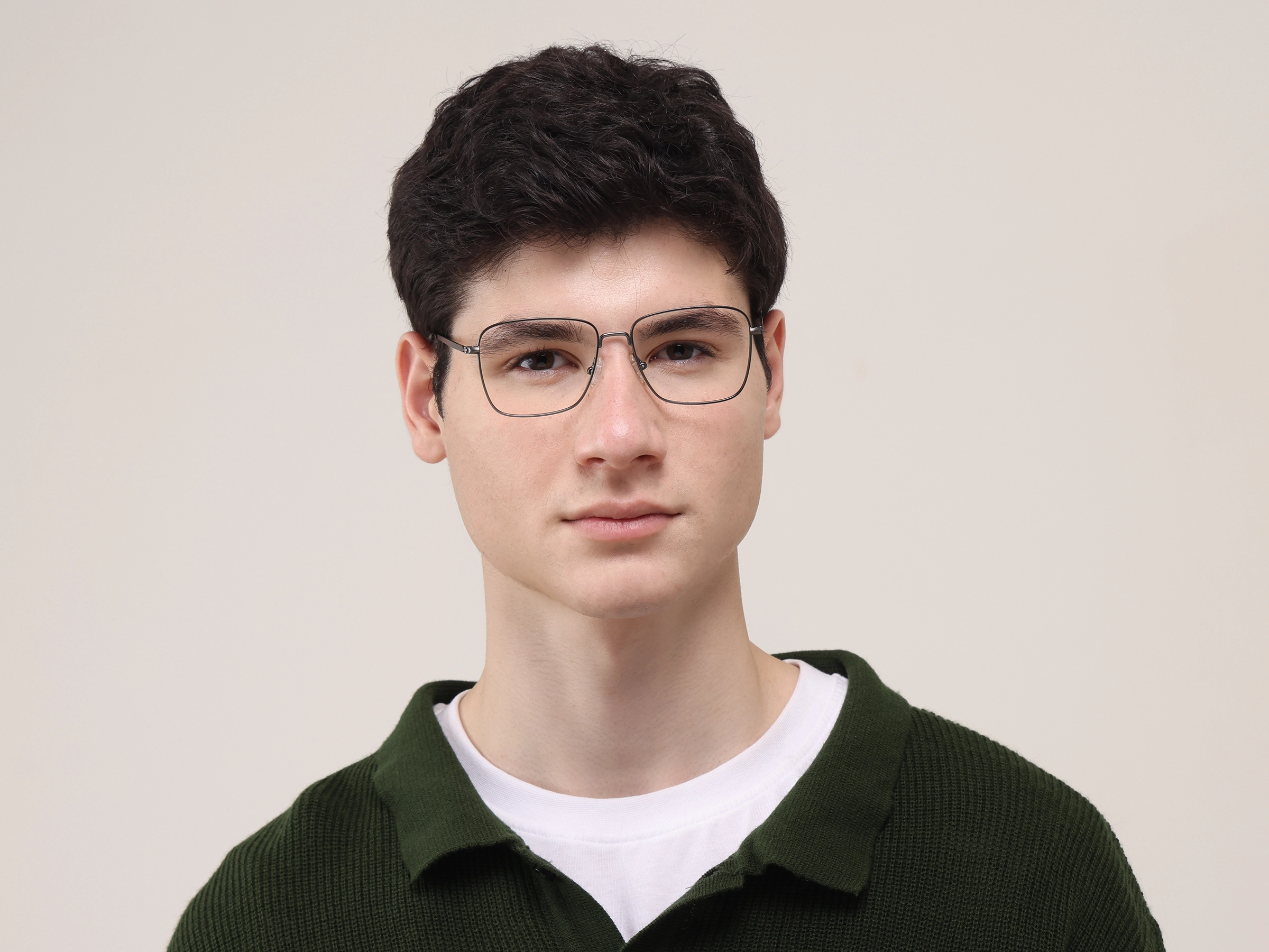 Gunmetal Square Glasses, Eyeglasses -2