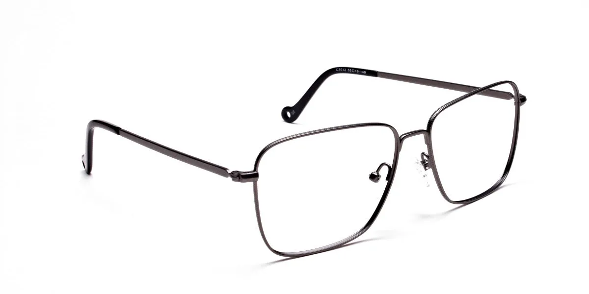 Gunmetal Square Glasses, Eyeglasses -2