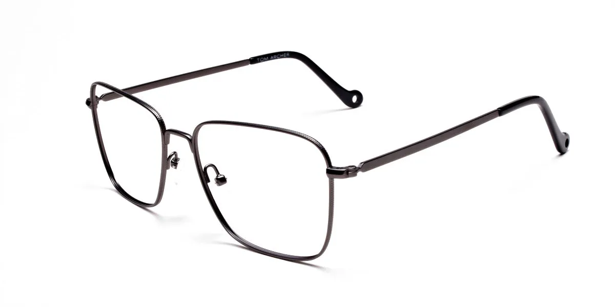 Gunmetal square spectacles with gunmetal temples – Tom Archer ALFRED PB2