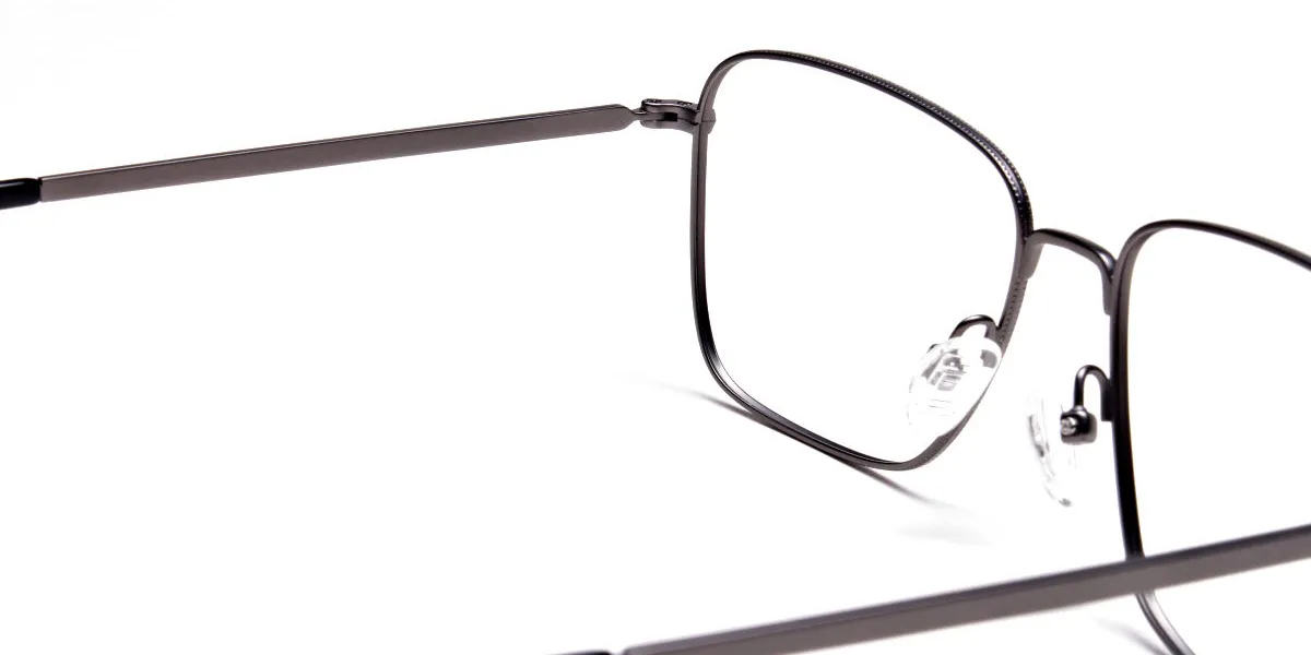 Gunmetal Square Glasses, Eyeglasses -2